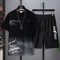 Trendy Suits for Men Men'S Summer Shorts Set Gym Outfit Student Short Sleeve Tee 2 Piece Set Tracksuits Men Casual Men Clothing